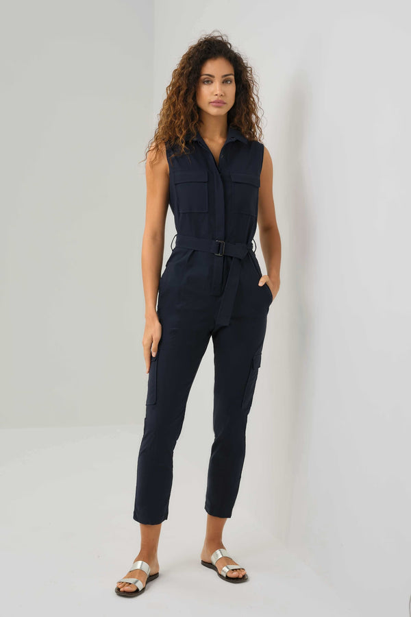 LOLA UTILITY JUMPSUIT-NAVY