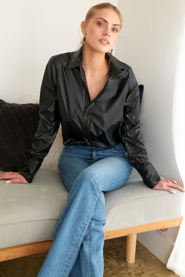 MOXIE VEGAN LEATHER TOP