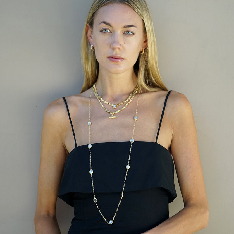 MINI GOLD PAVIA STATION NECKLACE