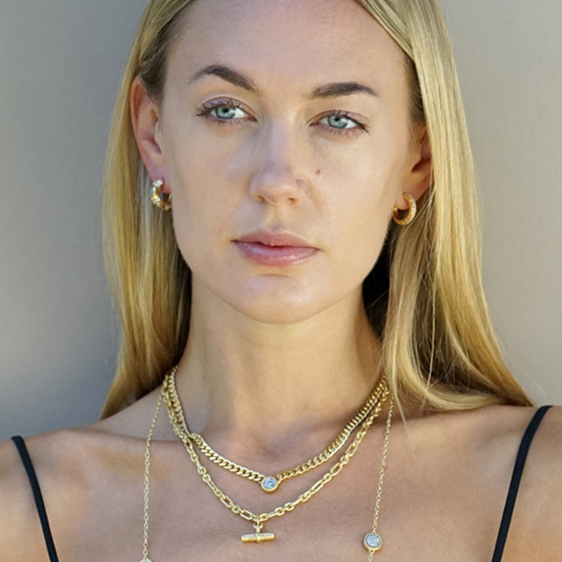 MINI GOLD PAVIA STATION NECKLACE