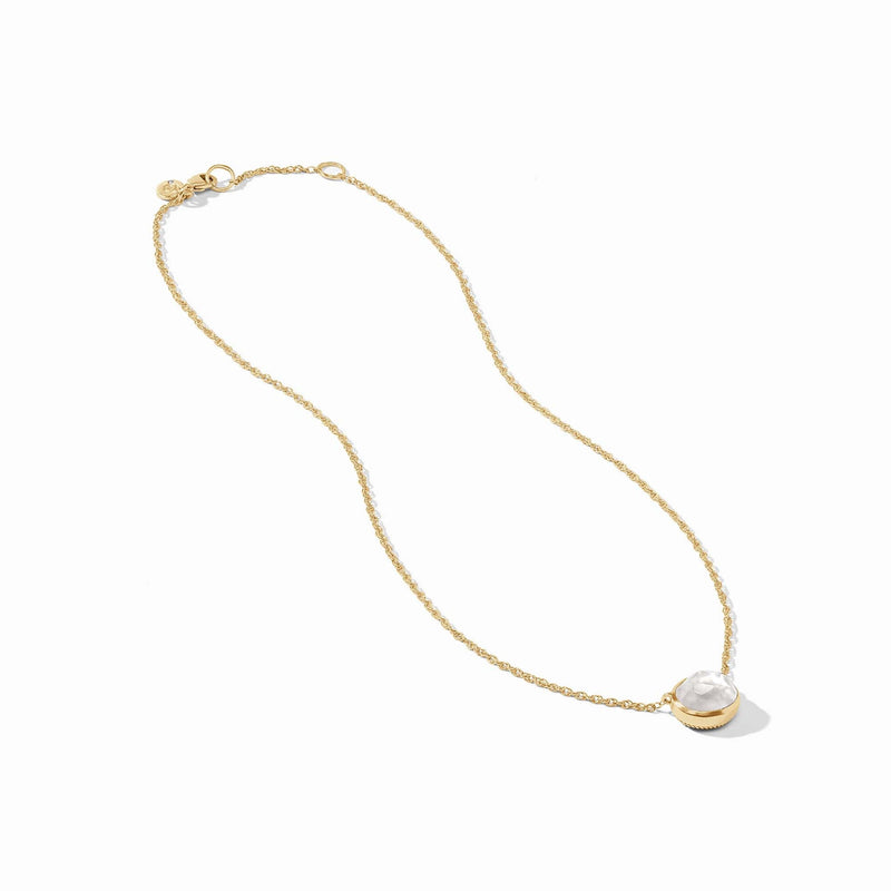 NASSAU SOLITAIRE NECKLACE - GOLD - IRID. CLEAR CRYSTAL