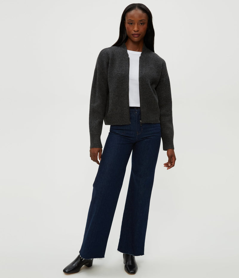 LIDIA CROPPED BOMBER - CHARCOAL