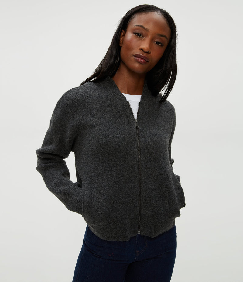 LIDIA CROPPED BOMBER - CHARCOAL