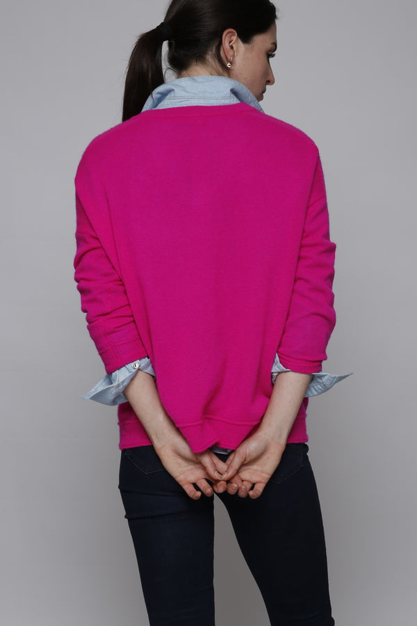 CASHMERE V NECK - PUNCH PINK