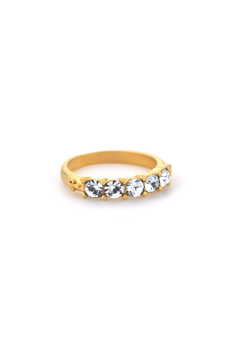 CINQ AUSTRIAN CRYSTAL GOLD RING