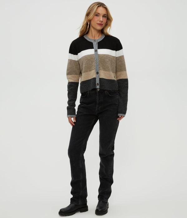 FIONA STRIPE CREWNECK CARDIGAN - NSTP