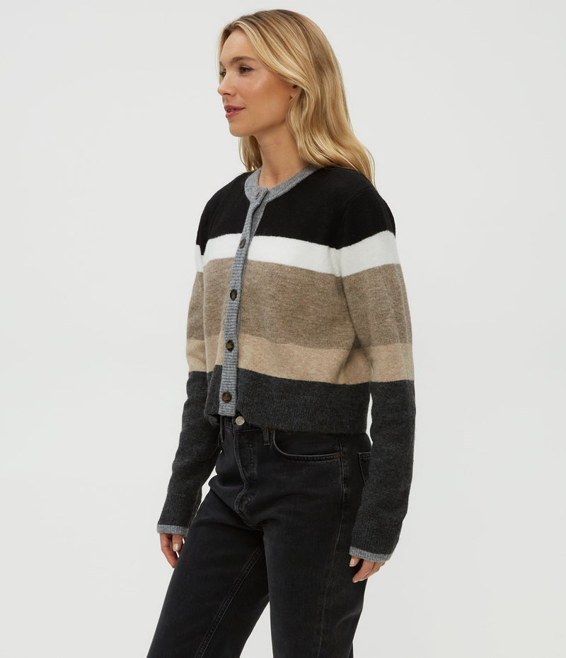 FIONA STRIPE CREWNECK CARDIGAN - NSTP