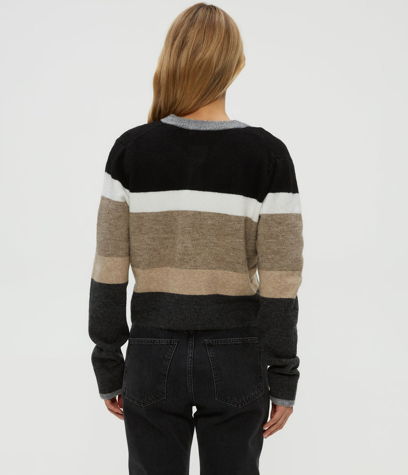 FIONA STRIPE CREWNECK CARDIGAN - NSTP