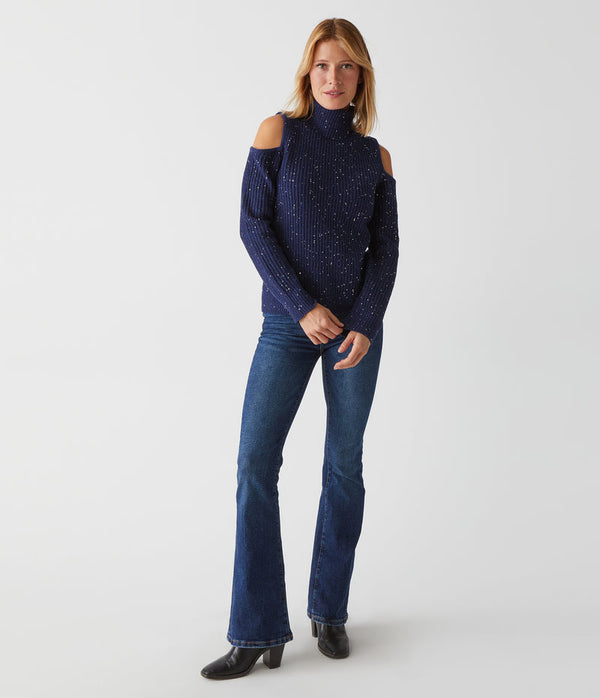 ELISABETH COLD SHOULDER SEQUIN SWEATER