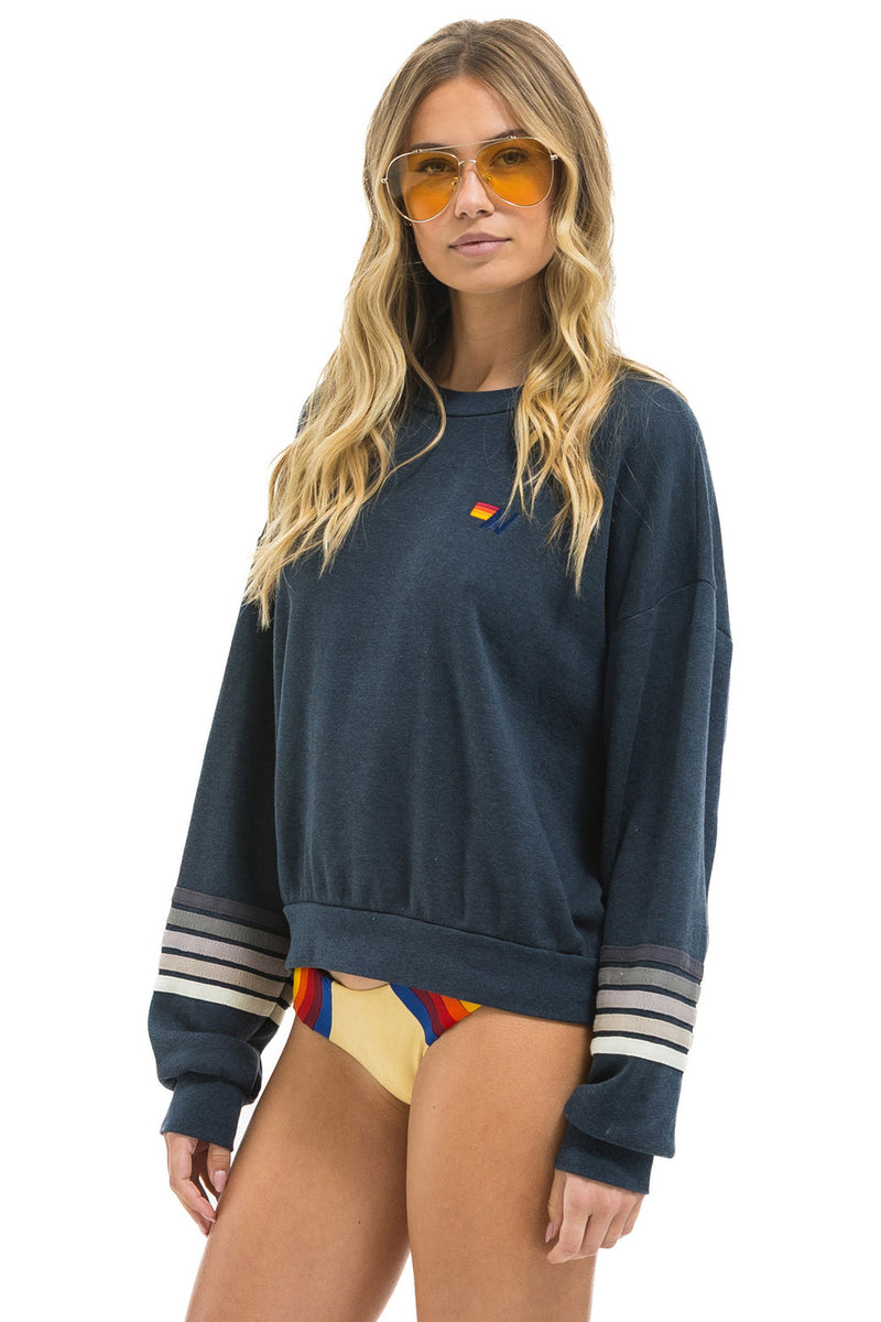 RUGBY STITCH 2 RELAXED CREW SWEATSHIRT - CHAR