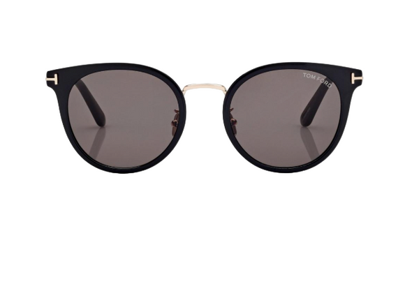 TOM FORD - ROUND SUNGLASSES - SHINY BLACK