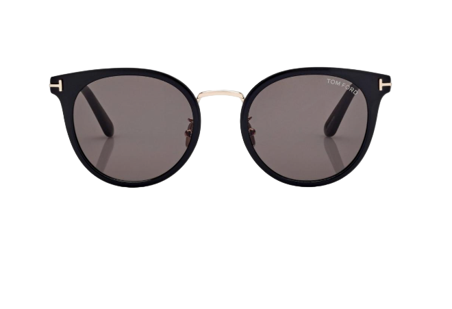 TOM FORD - ROUND SUNGLASSES - SHINY BLACK