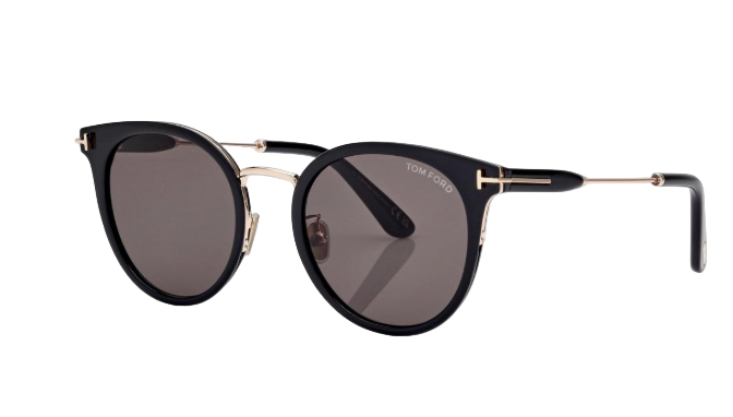TOM FORD - ROUND SUNGLASSES - SHINY BLACK