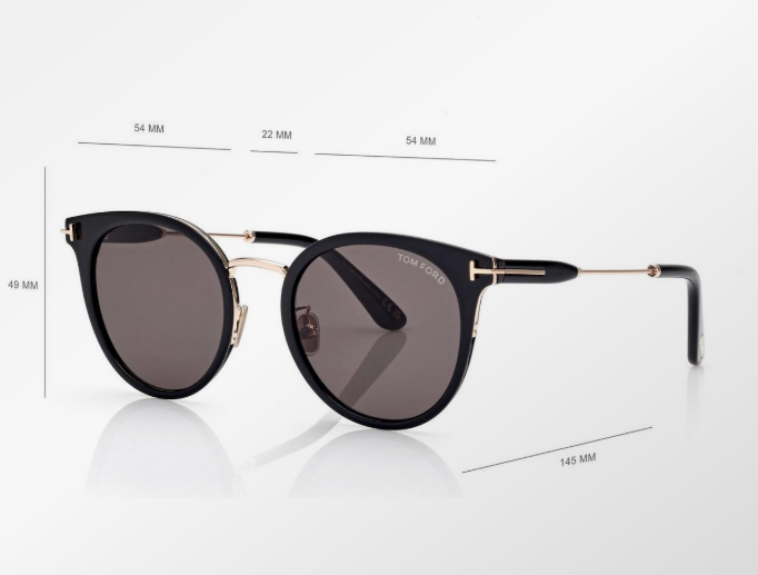 TOM FORD - ROUND SUNGLASSES - SHINY BLACK