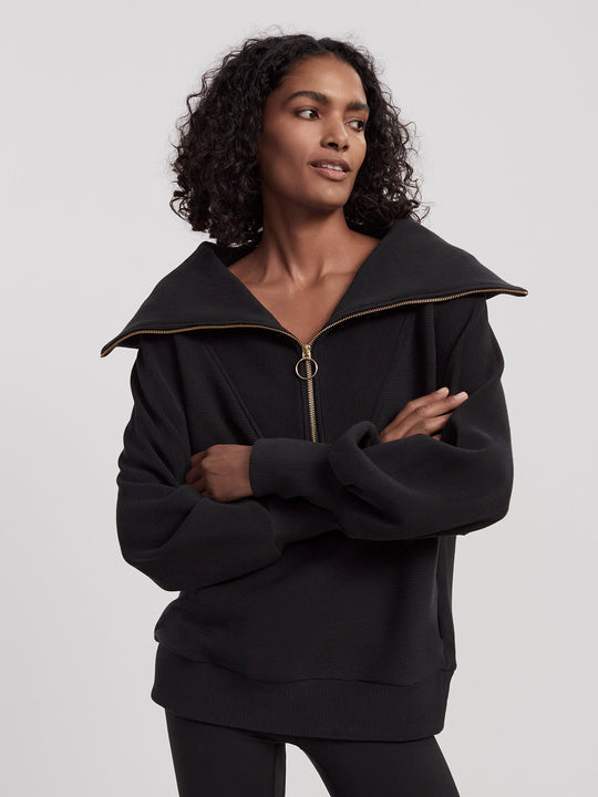 VINE HALF ZIP PULLOVER - BLK