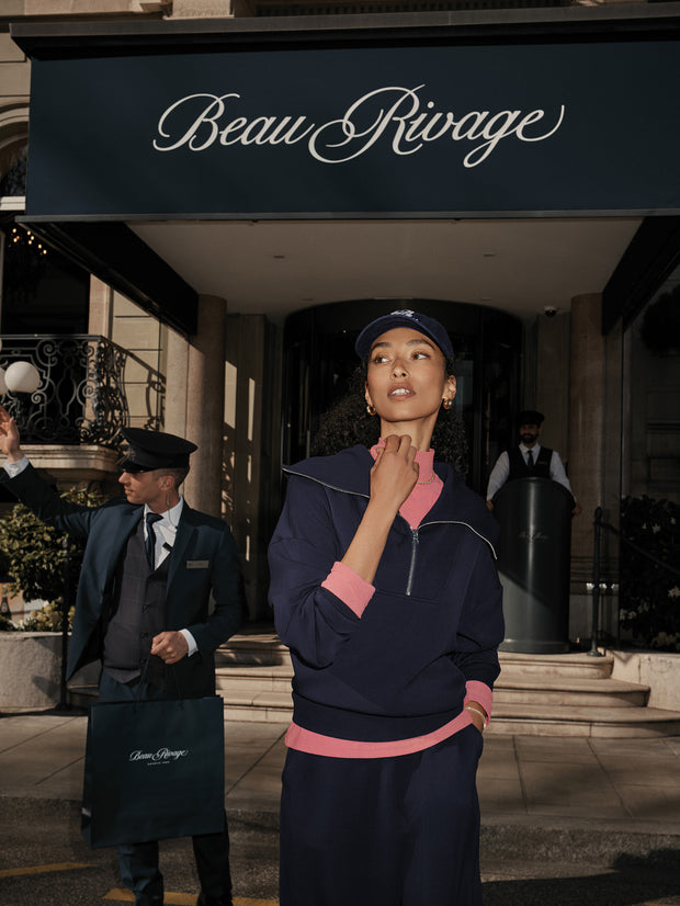 CATHERINE HALF ZIP SWEAT - NAVY