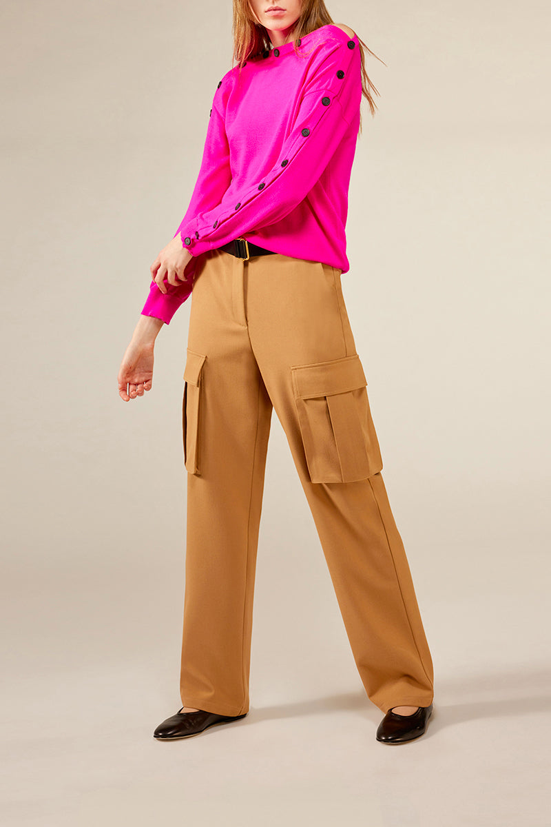 BUTTON SWEATER - FUXIA