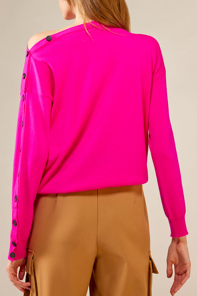 BUTTON SWEATER - FUXIA