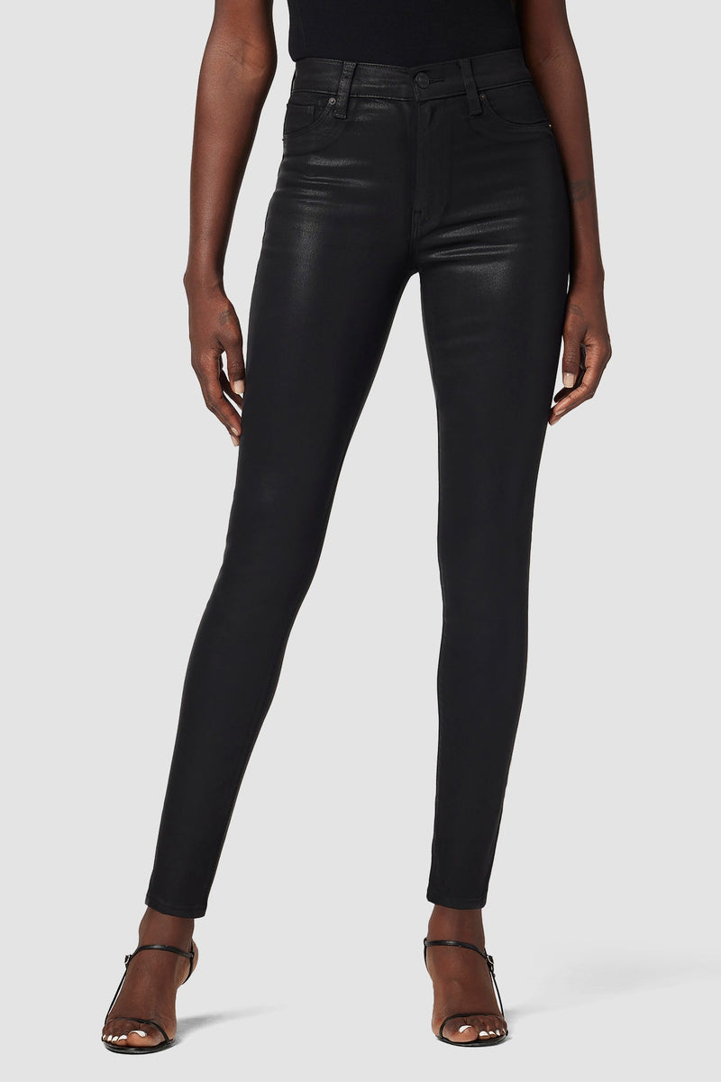 BARBARA HIGH WAIST SKINNY ANKLE - NOIR COATED