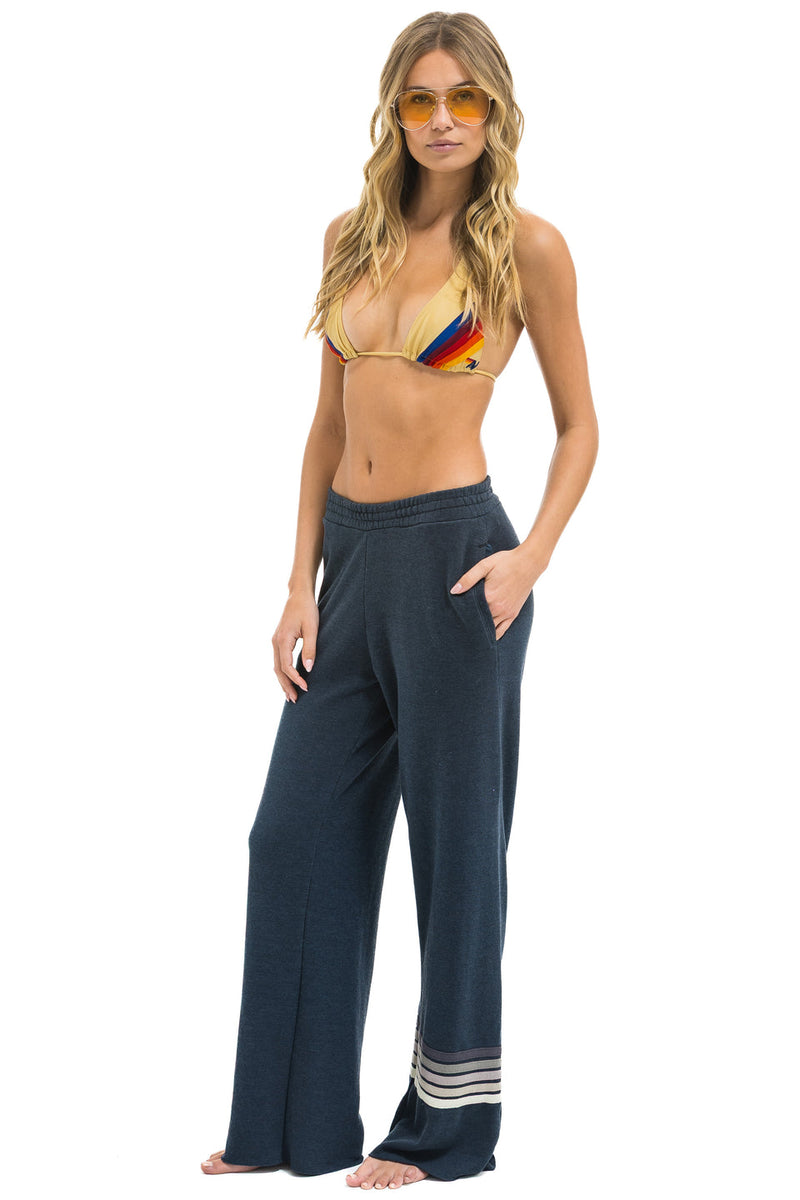RUGBY STITCH WIDE LEG POCKET SWEATPANTS - CHAR