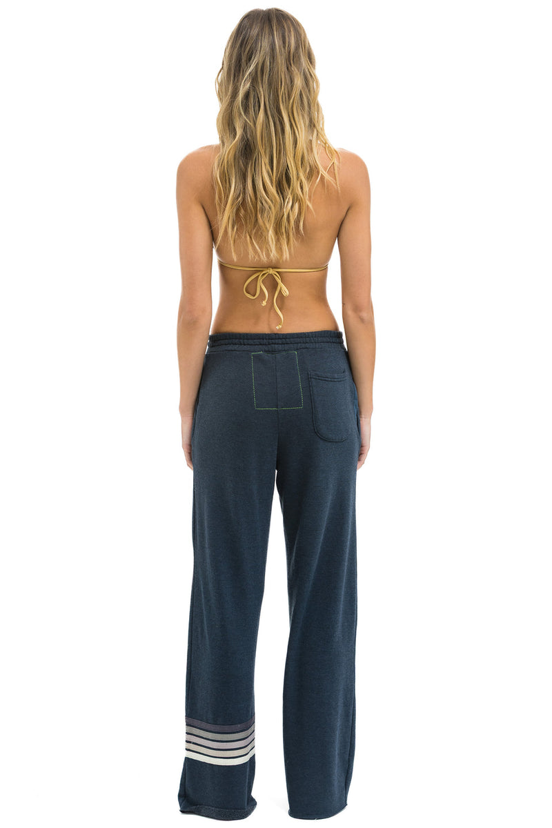 RUGBY STITCH WIDE LEG POCKET SWEATPANTS - CHAR