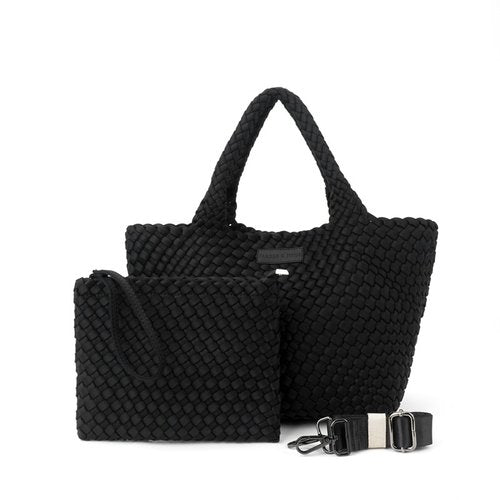 BLACK WOVEN TOTE