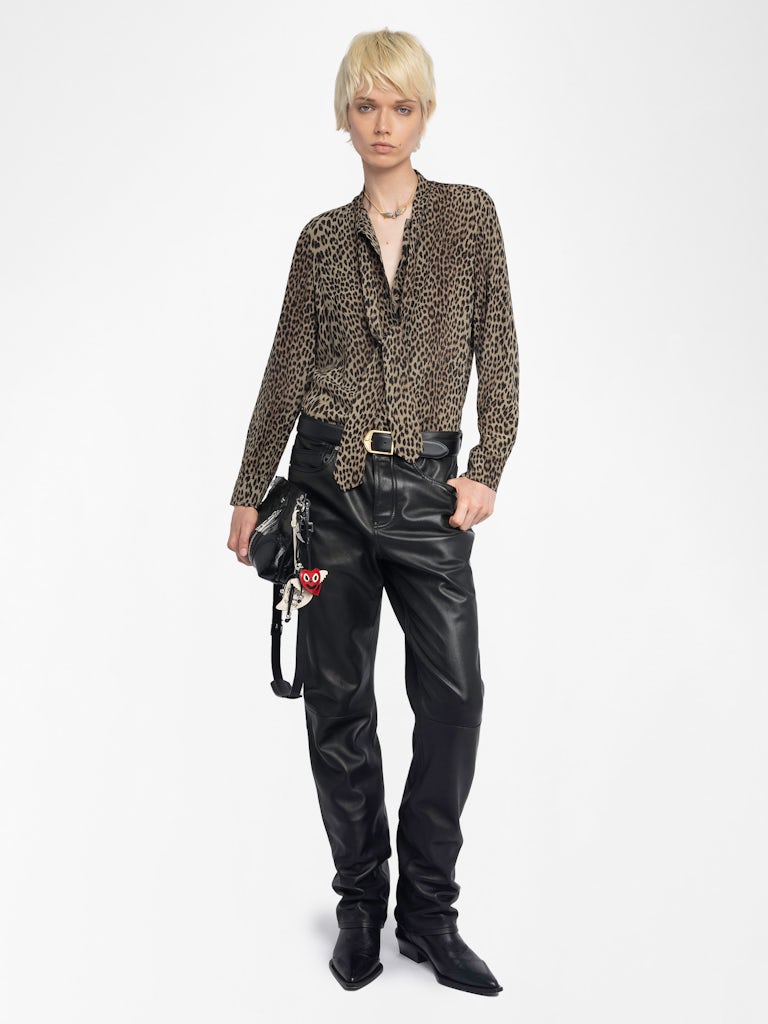 TULBA SATIN SHIRT - LEOP PRT