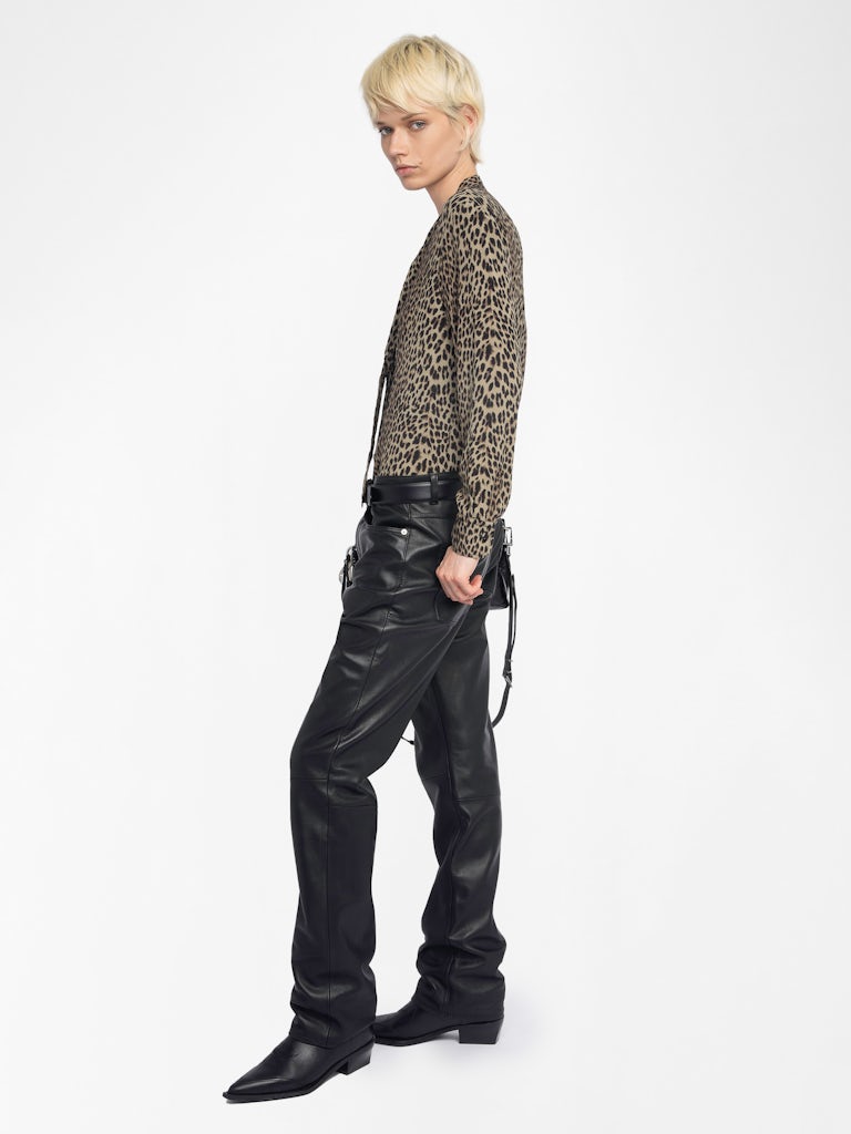 TULBA SATIN SHIRT - LEOP PRT