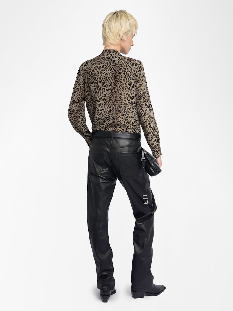 TULBA SATIN SHIRT - LEOP PRT