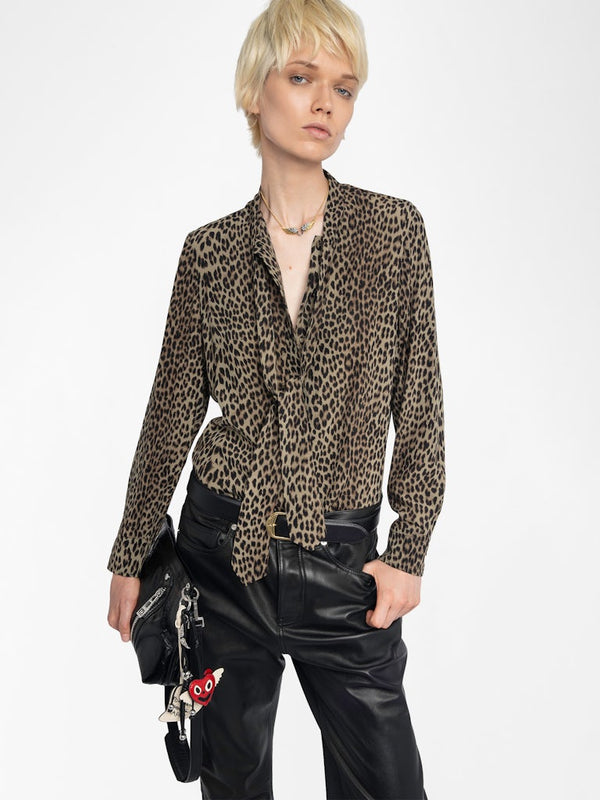 TULBA SATIN SHIRT - LEOP PRT