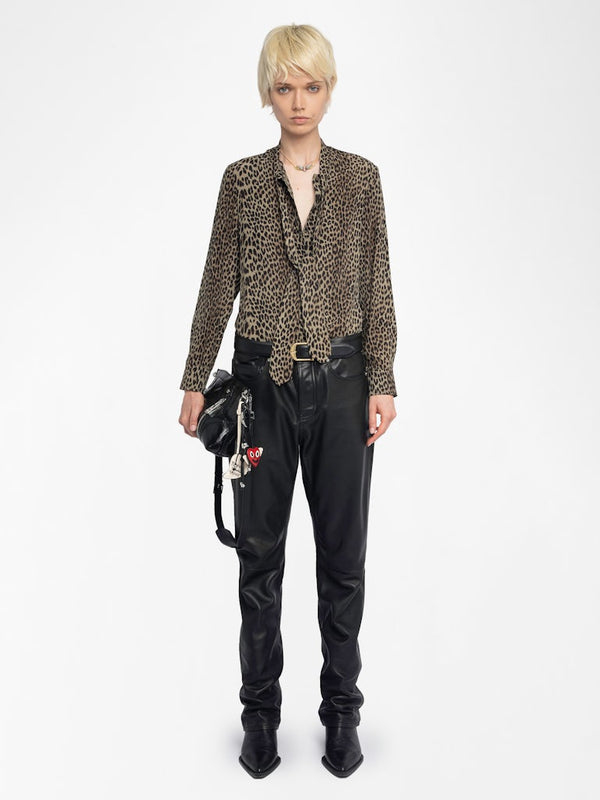 TULBA SATIN SHIRT - LEOP PRT