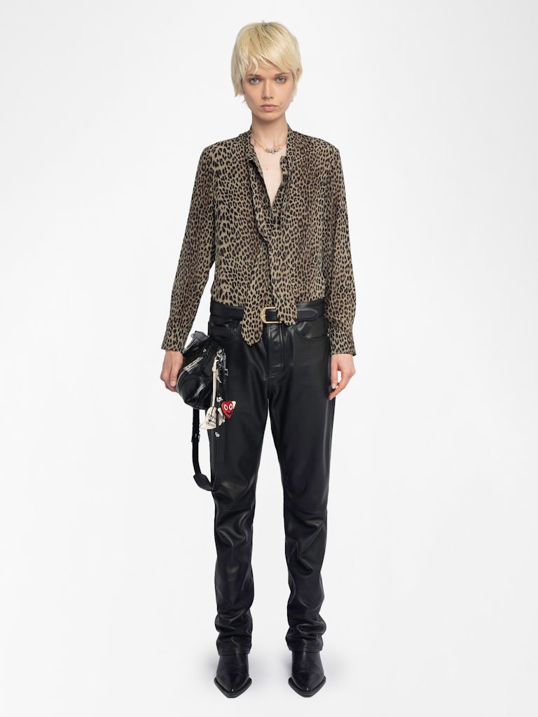 TULBA SATIN SHIRT - LEOP PRT