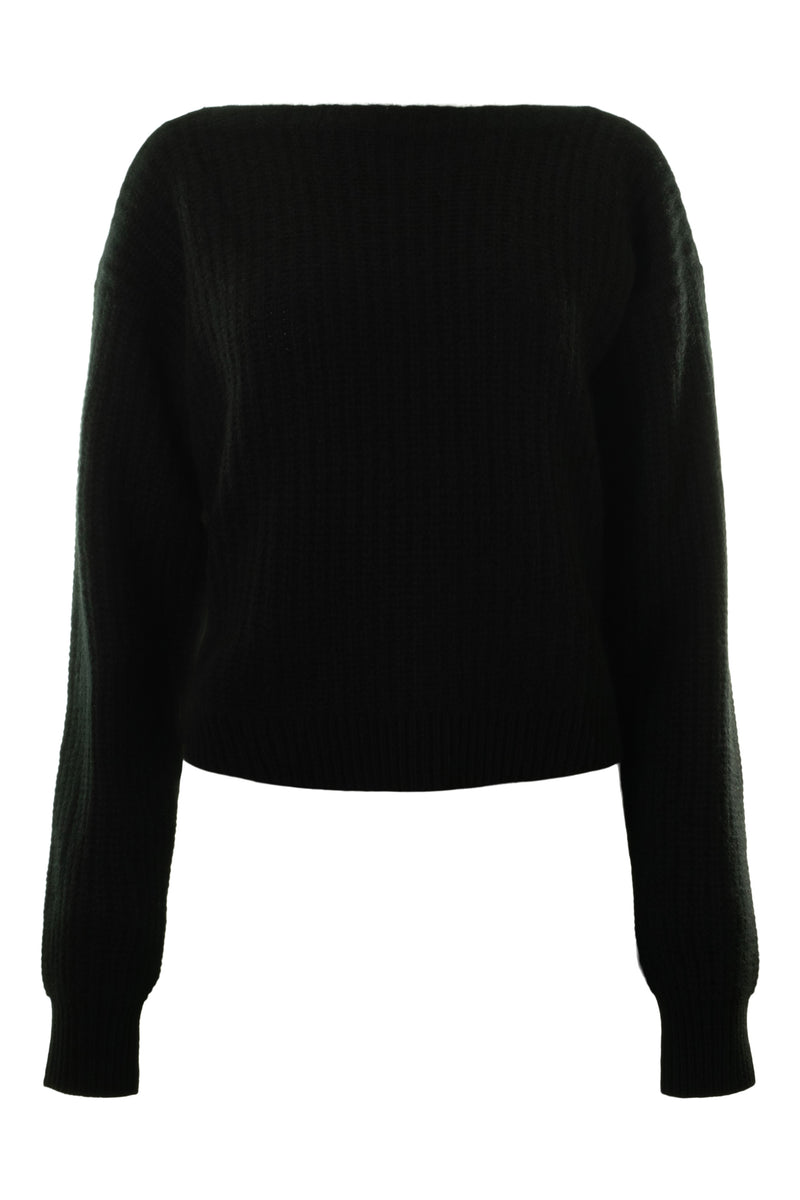 CASHMERE RIBBED BOATNECK SWEATER - BLK