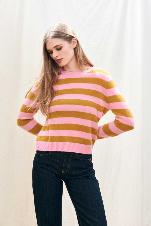 CASHMERE STRIPE CREW - CANDY MST