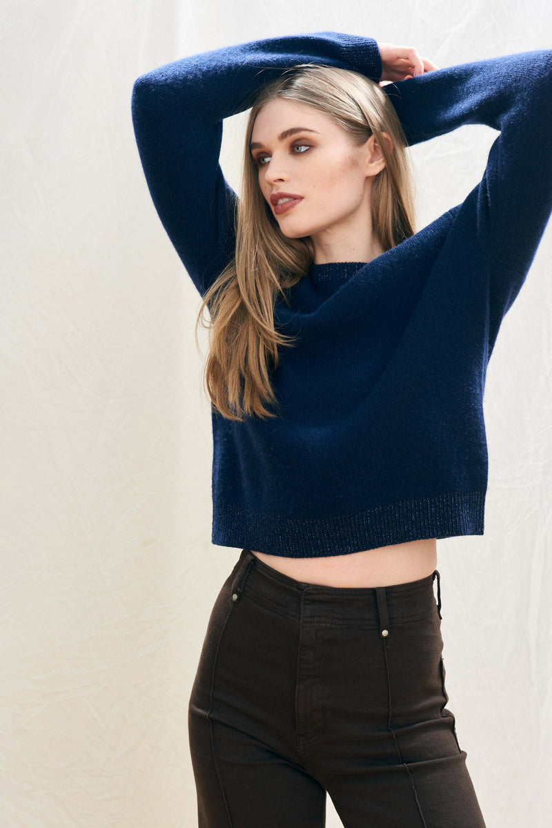 CONTRAST RIB CREW - MIDNIGHT/SILVER