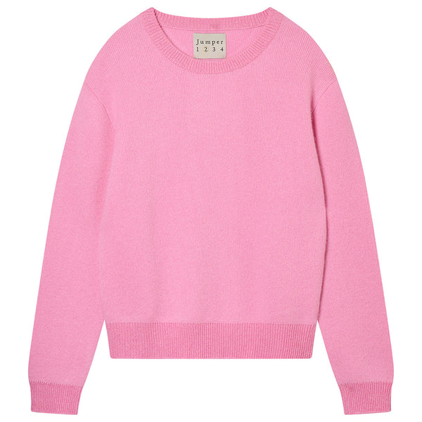 CONTRAST LUREX RIB CREW - ROSEBUD
