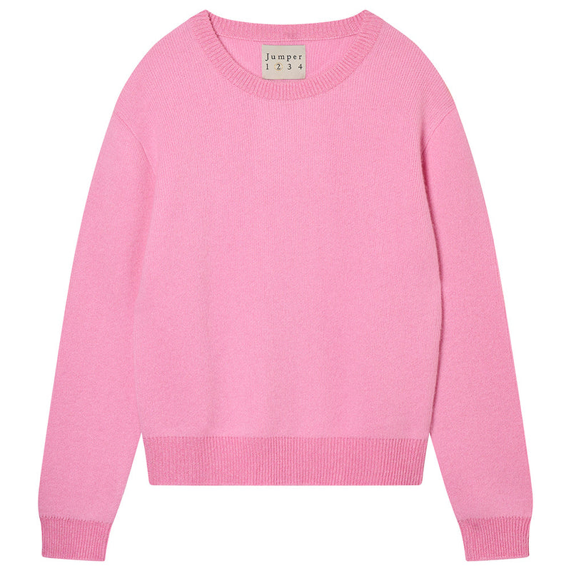 CONTRAST LUREX RIB CREW - ROSEBUD