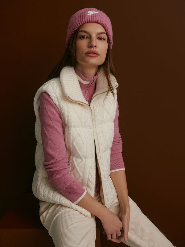IRINA CABLE KNIT GILET - EGRET