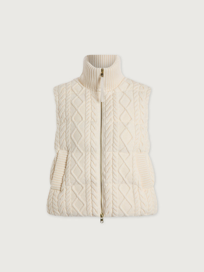 IRINA CABLE KNIT GILET - EGRET