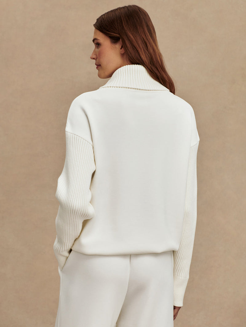 HANNAH COWL NECK SWEAT - EGRET