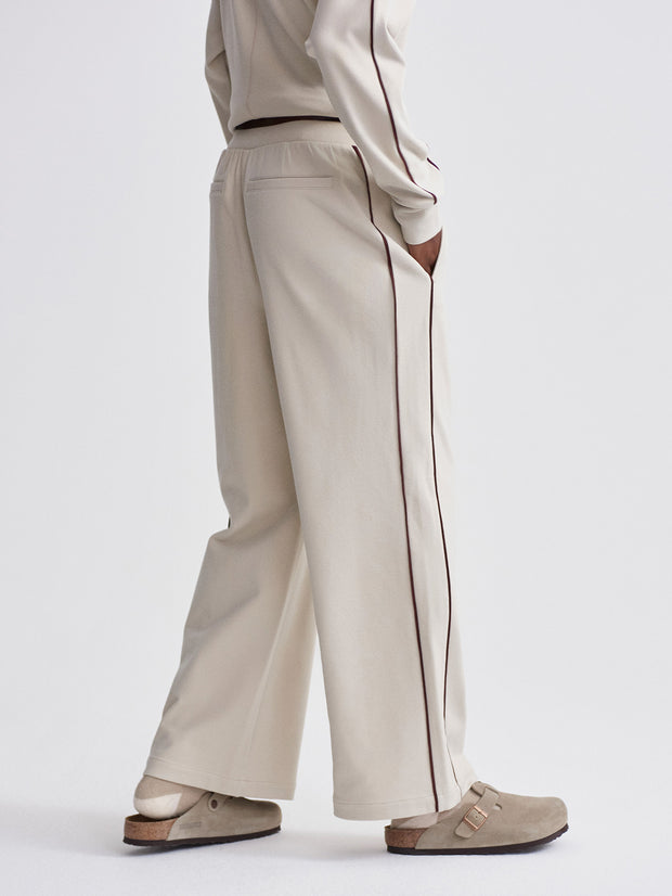 BRUSHED RIB WIDE LEG - CEMENT