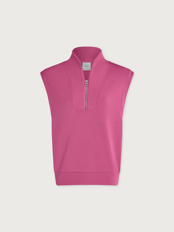 LORETTA HALF ZIP TOP - IBIS ROSE