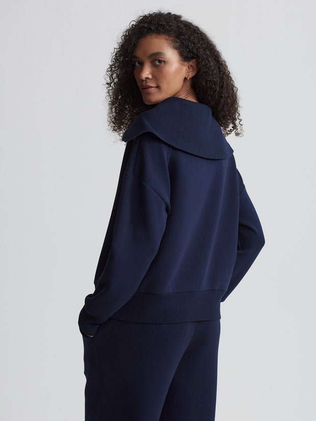CATHERINE HALF ZIP SWEAT - NAVY
