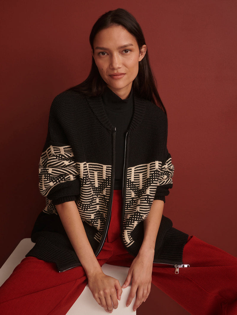 LINNEA FAIRISLE KNIT JKT - BLK