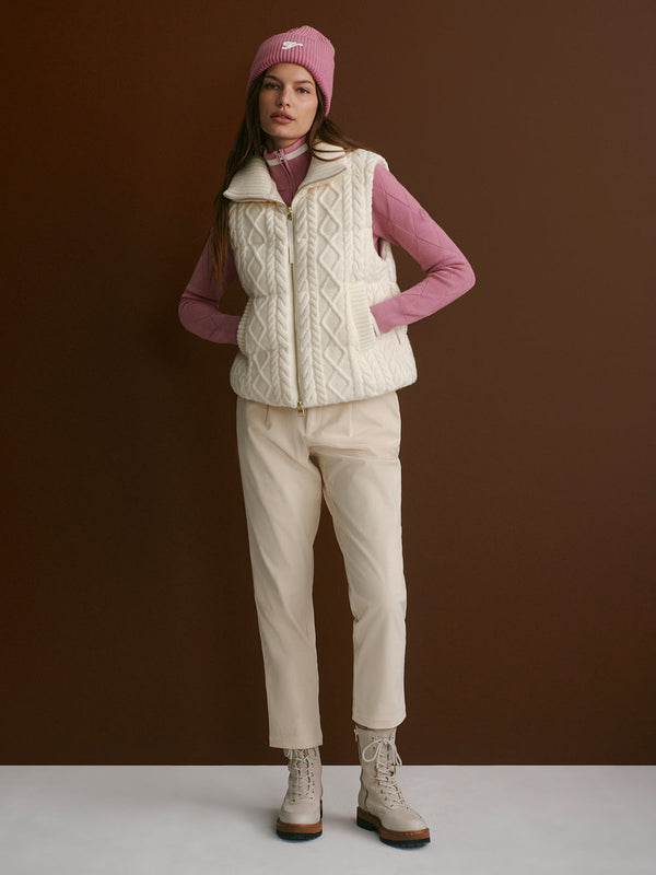 IRINA CABLE KNIT GILET - EGRET