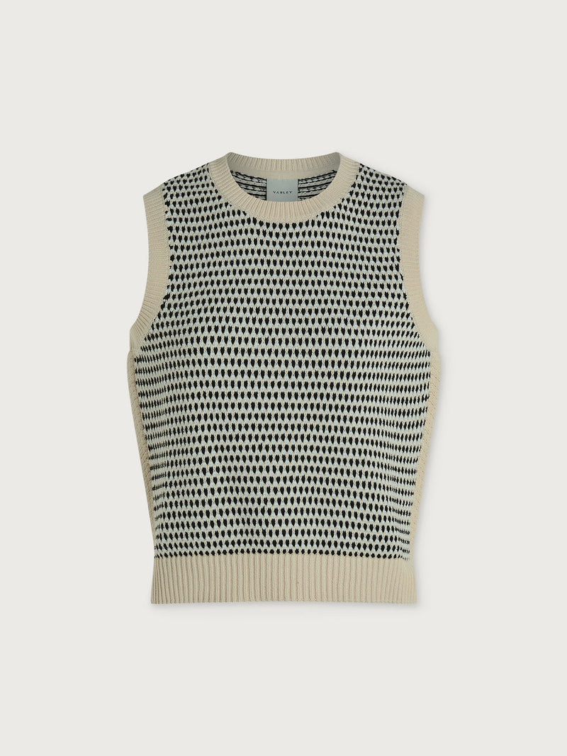 KNOWLES TEXTURED KNIT VEST - BIRCH