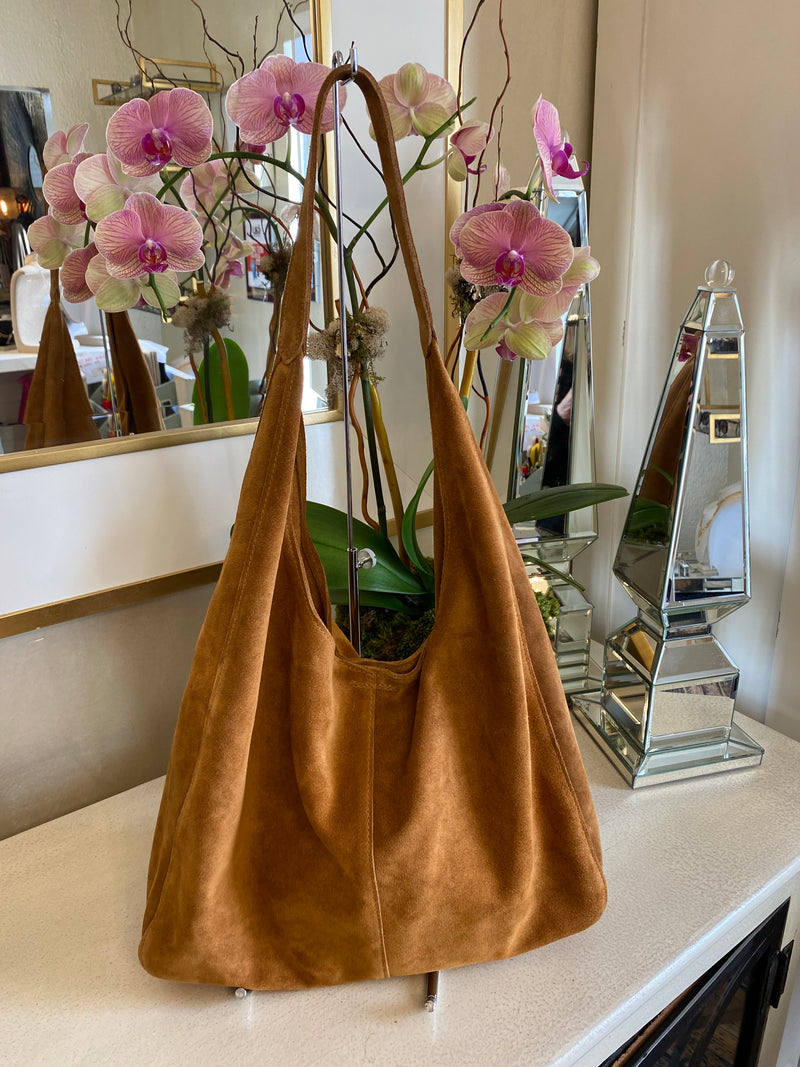 HOBO HANDBAG - TAN SUEDE