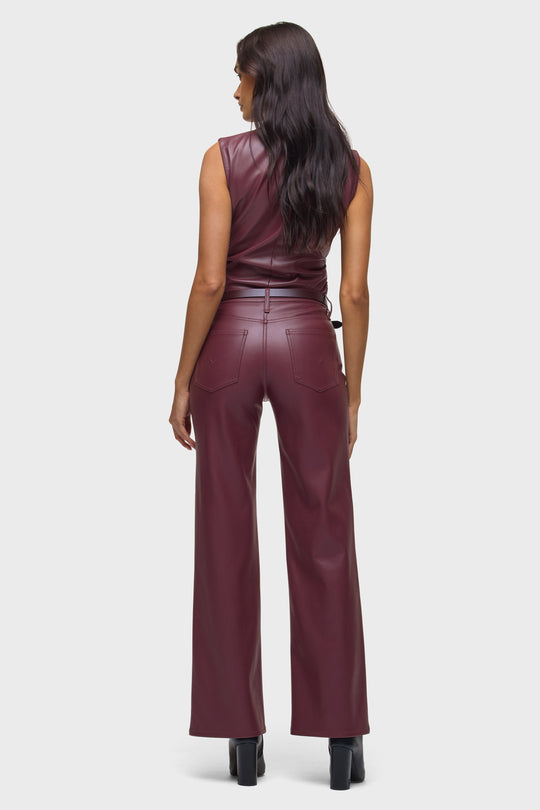 RUCHED VEGAN LEATHER TOP - PORT ROYAL