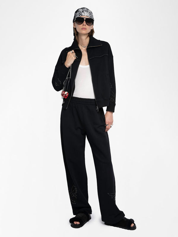 MILLY ZIP UP SWEATSHIRT - BLK