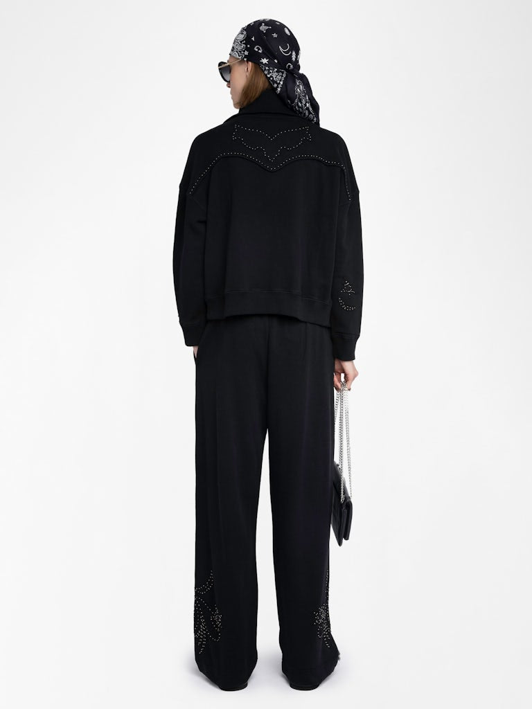 MILLY ZIP UP SWEATSHIRT - BLK